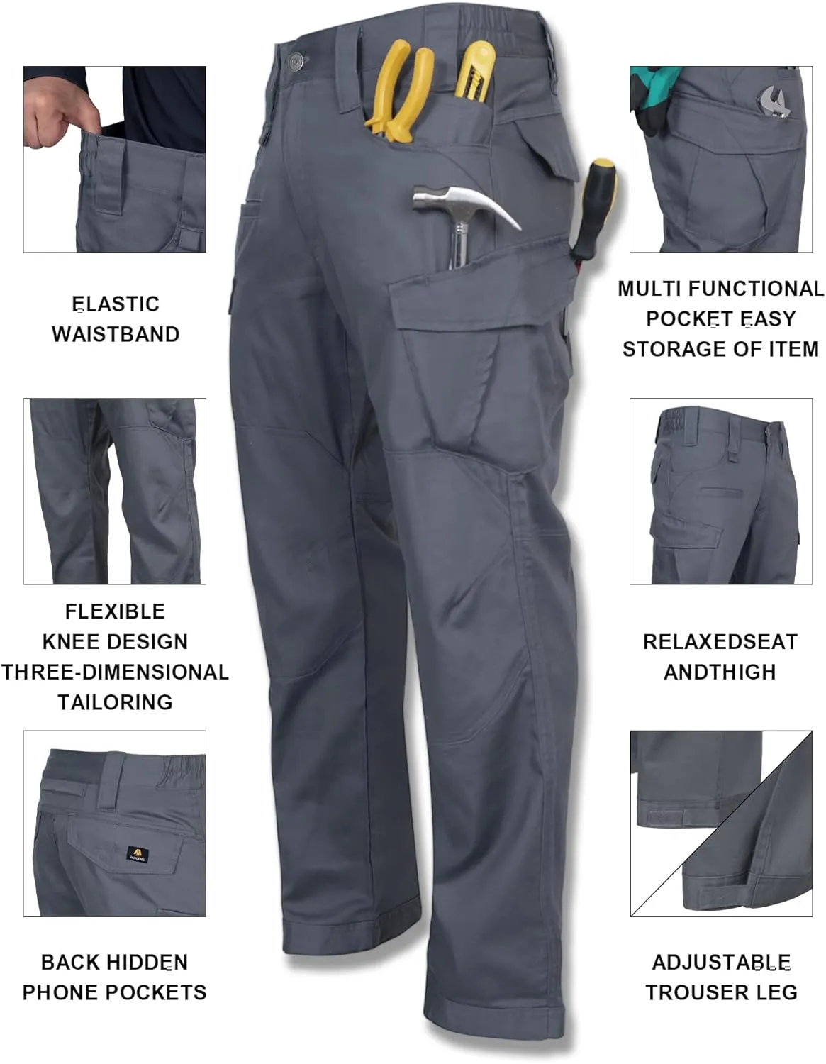 FR Pants for Men Ripstop Flame/Water Resistant Lightweight Cargo Pants Boot Cut CAT2 NFPA2112 Welding Pants