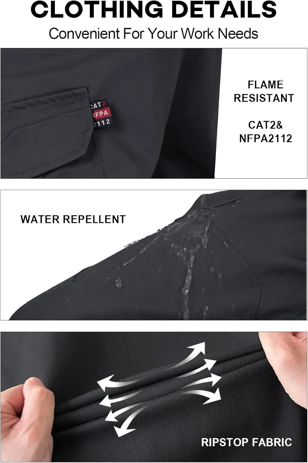 FR Pants for Men Ripstop Flame/Water Resistant Lightweight Cargo Pants Boot Cut CAT2 NFPA2112 Welding Pants