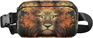 Fractal Lion Fanny Pack Water Resistant Waist Pack Sling Bag Purse for Women Men Travel Hiking