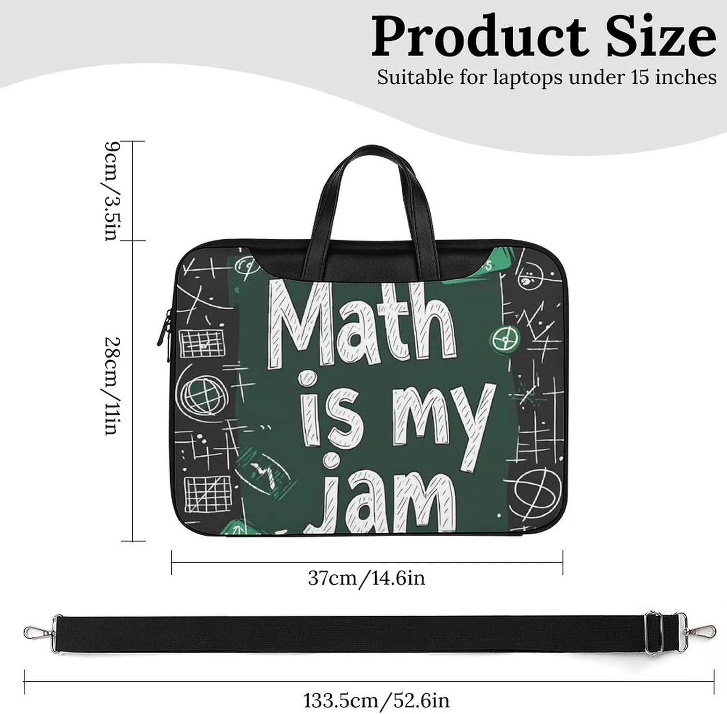 Funny Math Graphic Leather Bag Laptop Case Slim Water Resistant Computer Bags with Handle Briefcase for Work