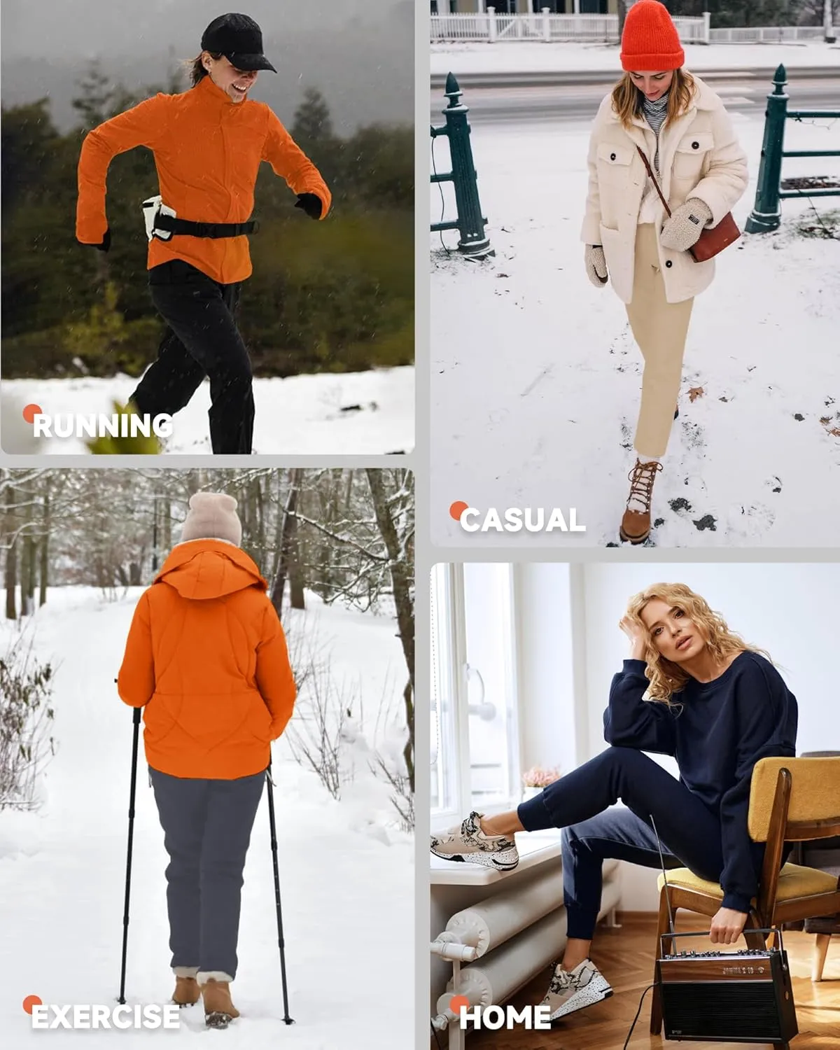 GAYHAY Women's Fleece Lined Joggers Water Resistant - Thermal Waterproof Zip Pockets Hiking Winter Golf Pants Running Ski