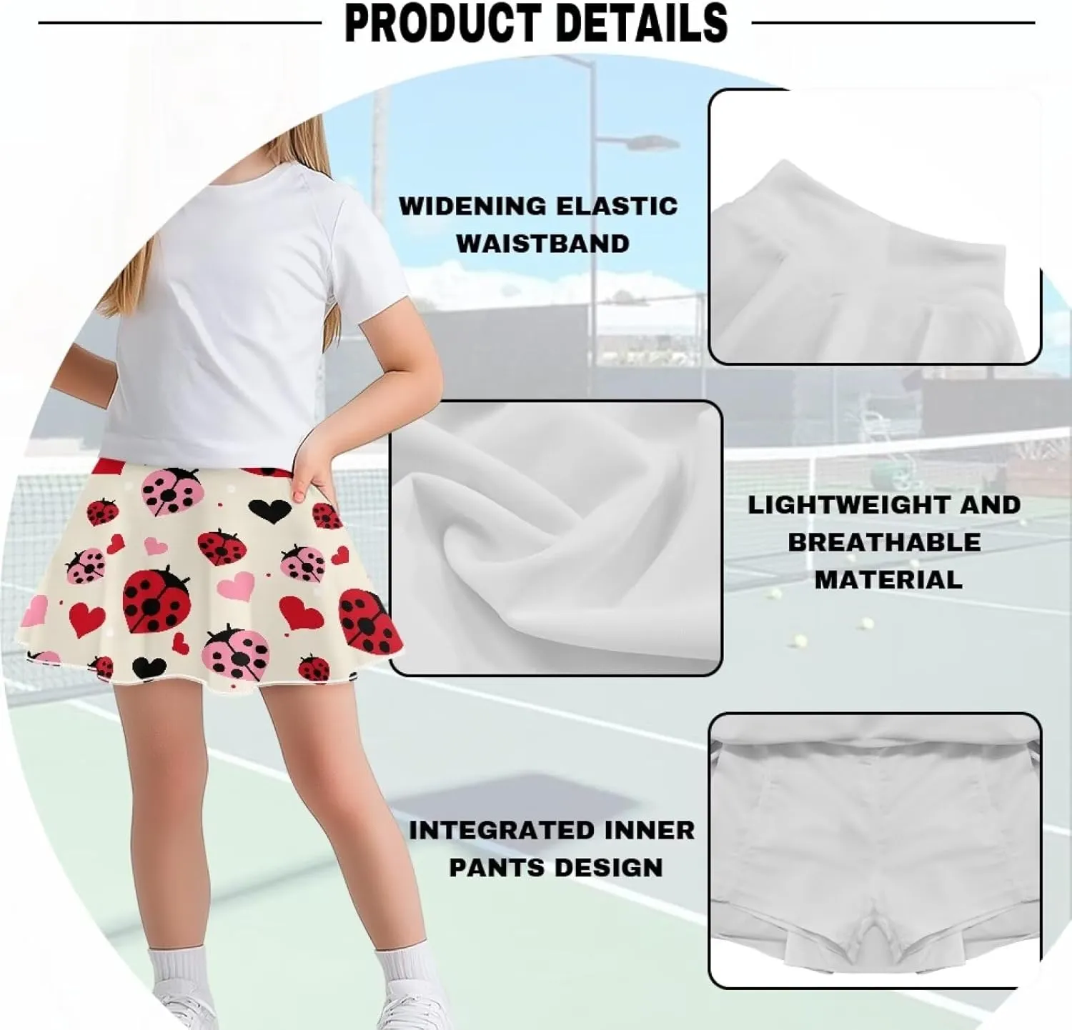 Girls Athletic Tennis Skirt with Pockets Casual Cute High Waisted Skort for Summer 5-14 Years