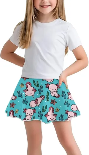 Girls High Waisted Pleated Skirt with Pockets Athletic Tennis Skorts with Shorts 5-14 Years Old