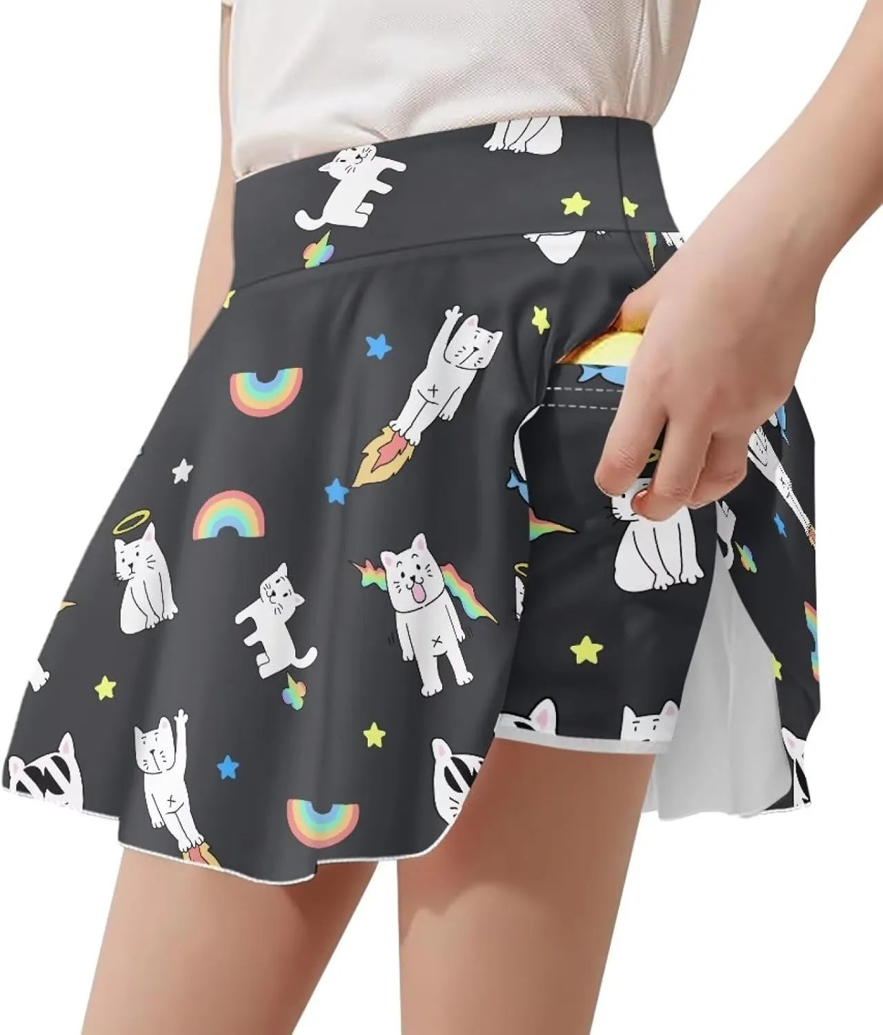 Girls Tennis Skirt with Built in Shorts Athletic Golf Skort with Pockets for Girls 5-14 Y