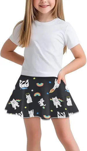 Girls Tennis Skirt with Built in Shorts Athletic Golf Skort with Pockets for Girls 5-14 Y