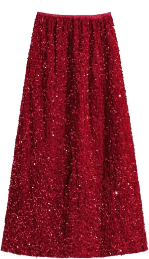Glitter Skirts for Women Sequin Long Skirts for Girls Party Dresses
