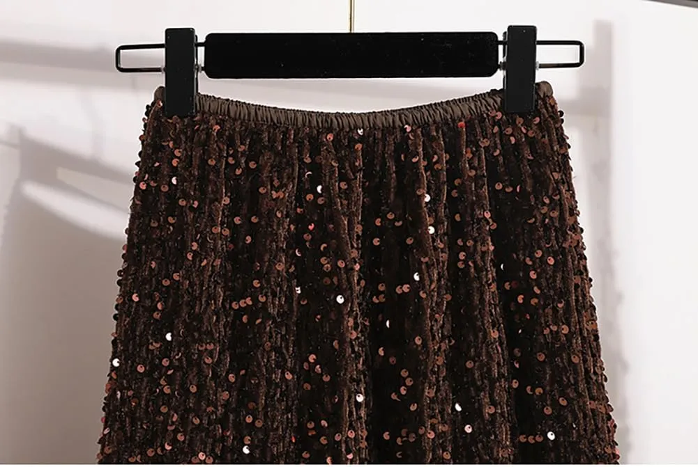 Glitter Skirts for Women Sequin Long Skirts for Girls Party Dresses