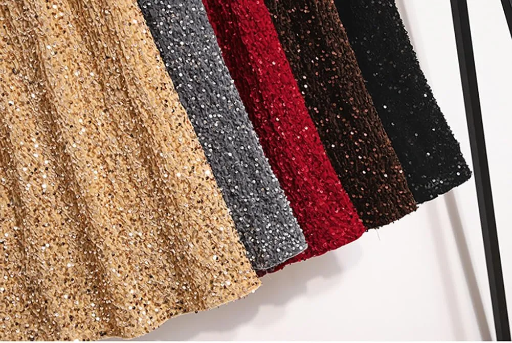 Glitter Skirts for Women Sequin Long Skirts for Girls Party Dresses