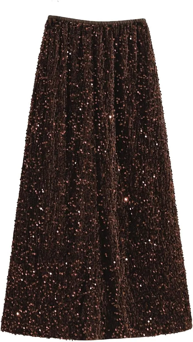 Glitter Skirts for Women Sequin Long Skirts for Girls Party Dresses