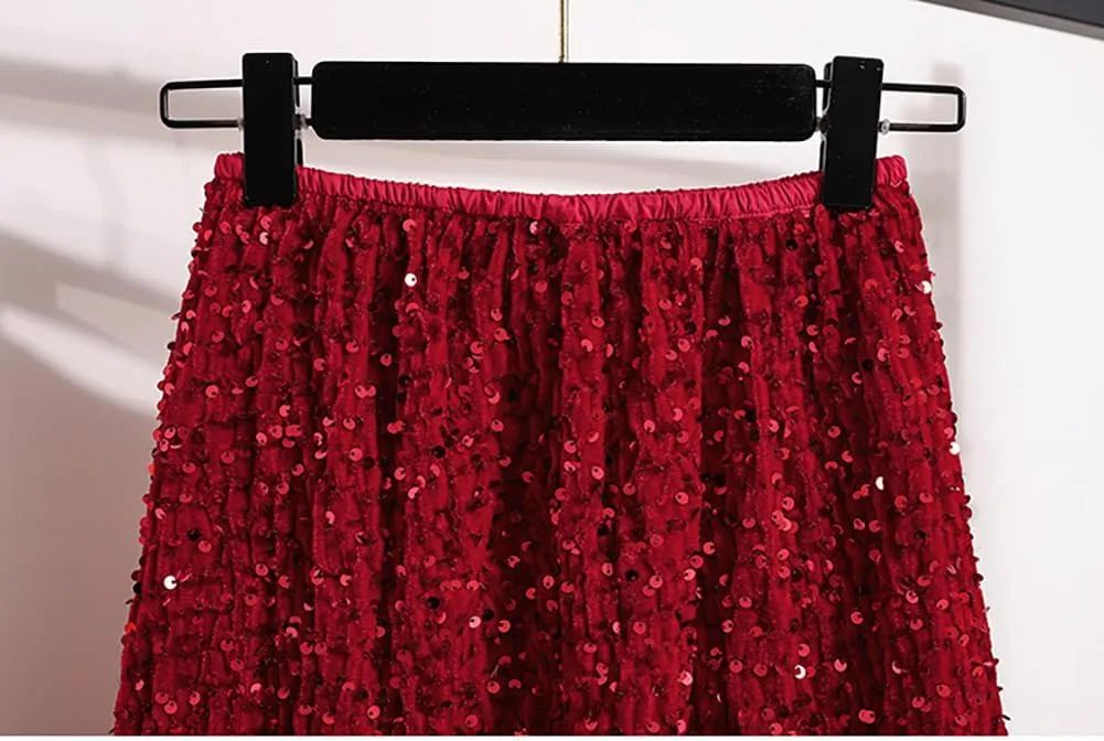 Glitter Skirts for Women Sequin Long Skirts for Girls Party Dresses