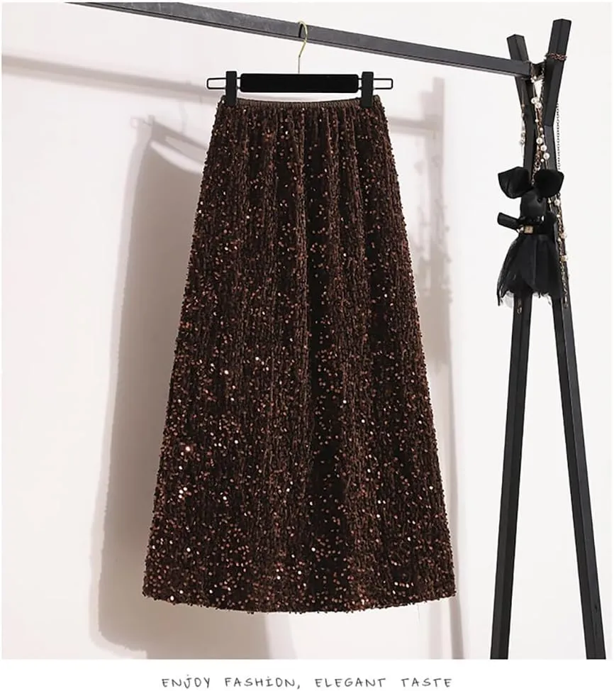 Glitter Skirts for Women Sequin Long Skirts for Girls Party Dresses