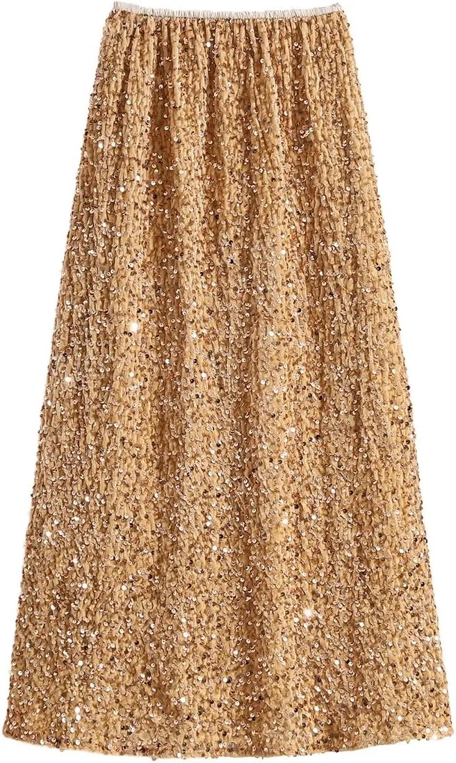 Glitter Skirts for Women Sequin Long Skirts for Girls Party Dresses