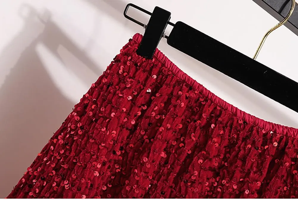 Glitter Skirts for Women Sequin Long Skirts for Girls Party Dresses