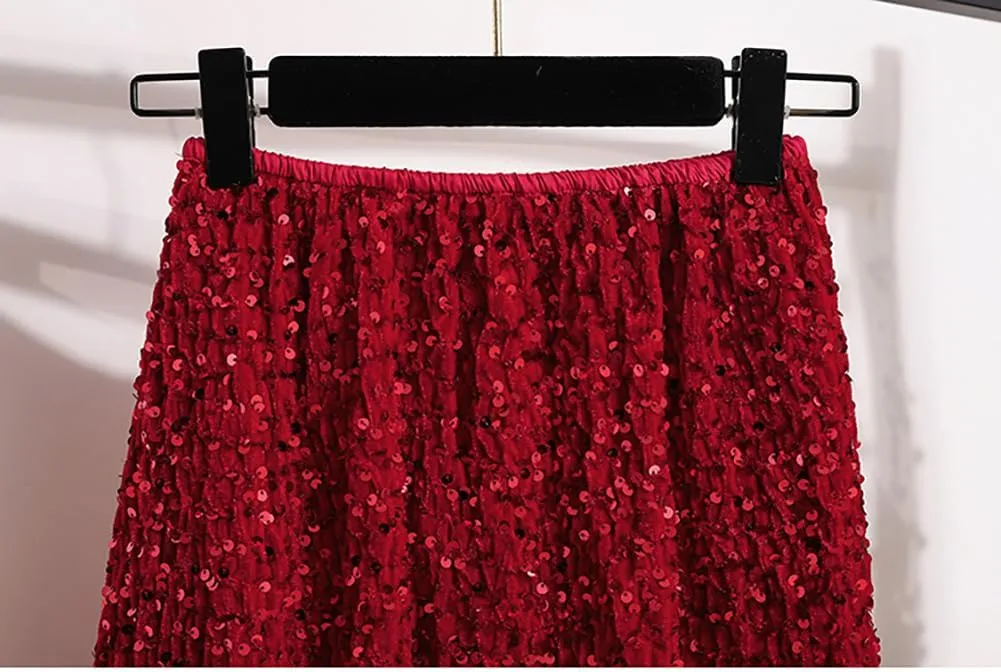 Glitter Skirts for Women Sequin Long Skirts for Girls Party Dresses
