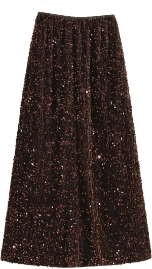 Glitter Skirts for Women Sequin Long Skirts for Girls Party Dresses