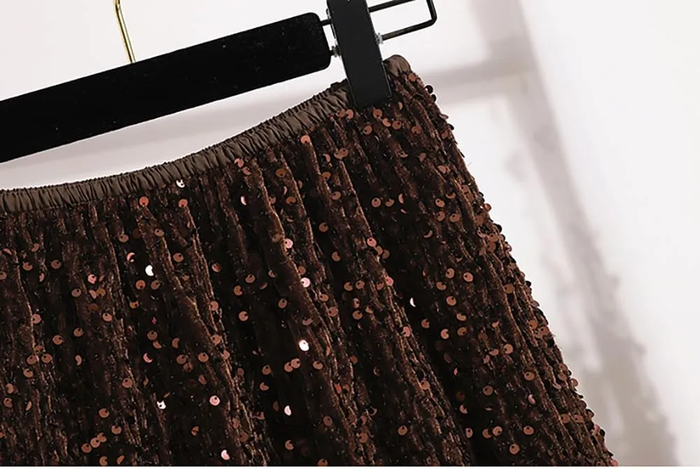 Glitter Skirts for Women Sequin Long Skirts for Girls Party Dresses