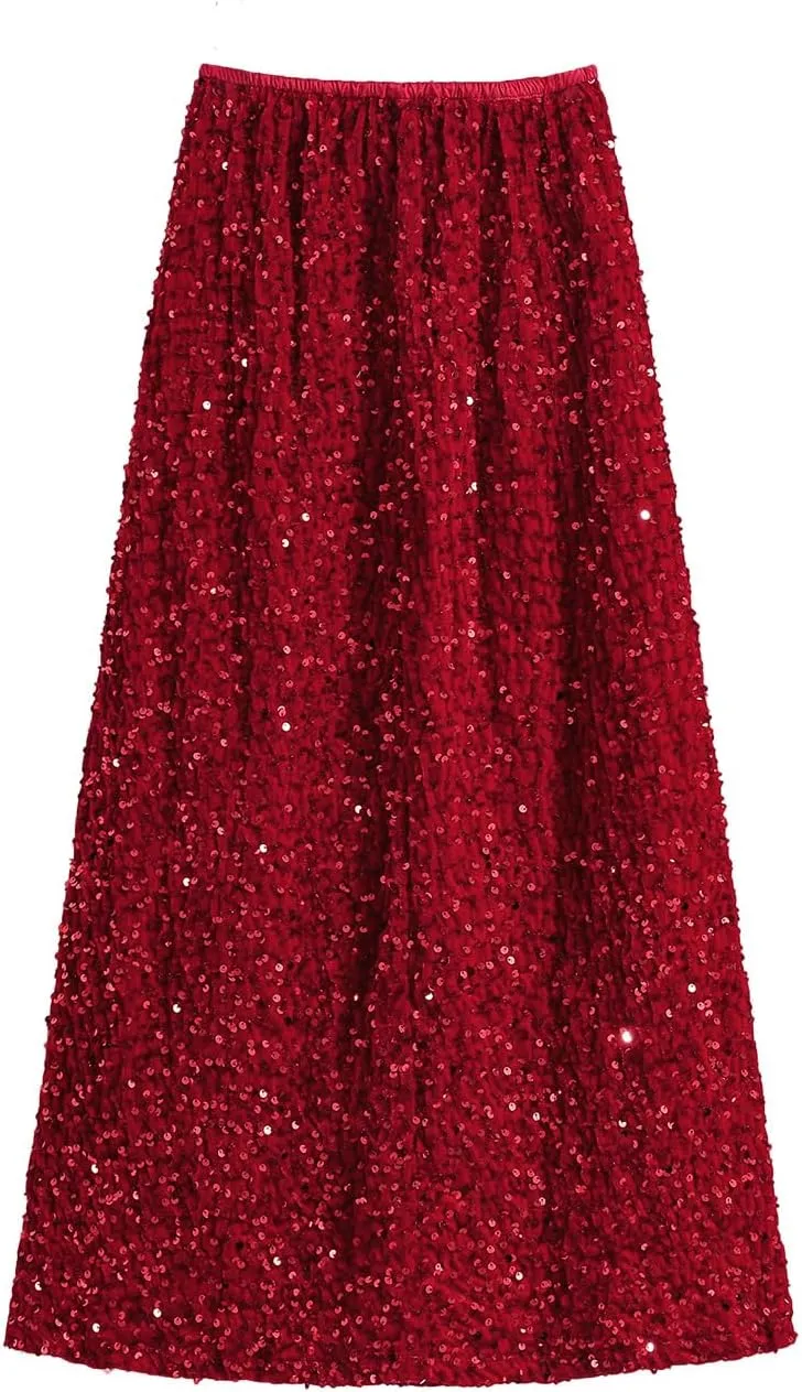Glitter Skirts for Women Sequin Long Skirts for Girls Party Dresses