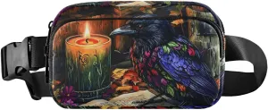 Gothic Crow Fanny Pack Water Resistant, Women Men Waist Pack Sling Bag Purse for Travel Hiking