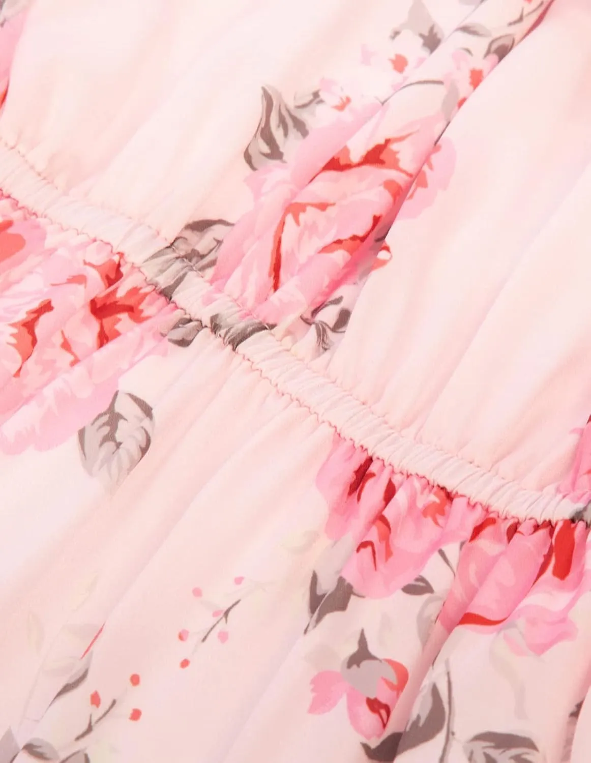 GRACE KARIN Girls Summer Dress Off Shoulder Ruffle Floral Spaghetti Strap Casual Sundress Tiered Midi Dress