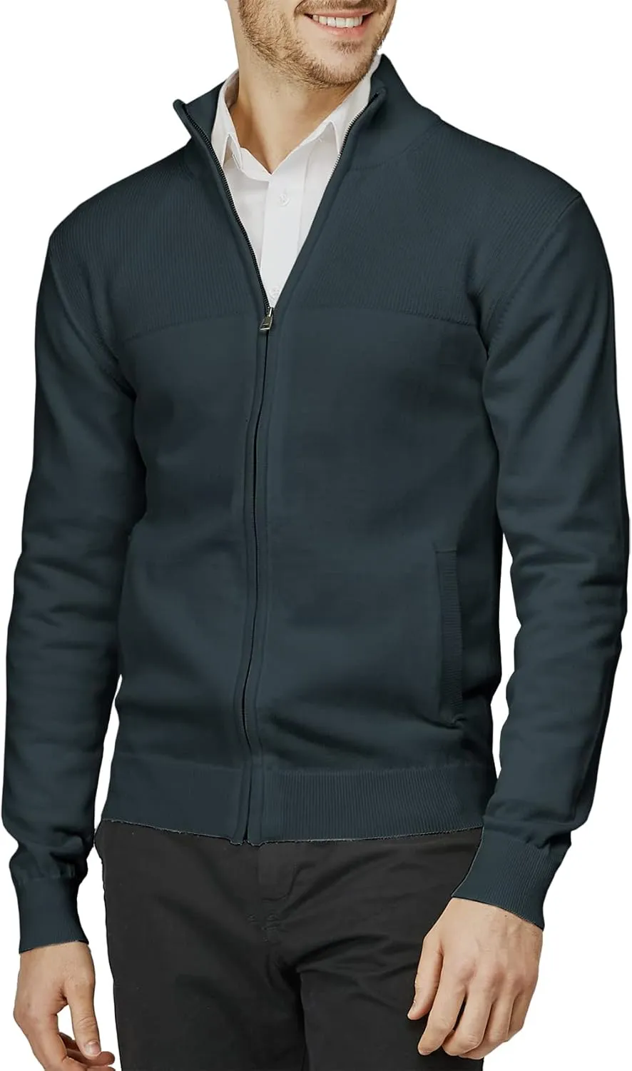 H2H Mens Casual Slim Fit Knitted Cardigan Zip-up Long Sleeve Thermal with Twisted Pattern