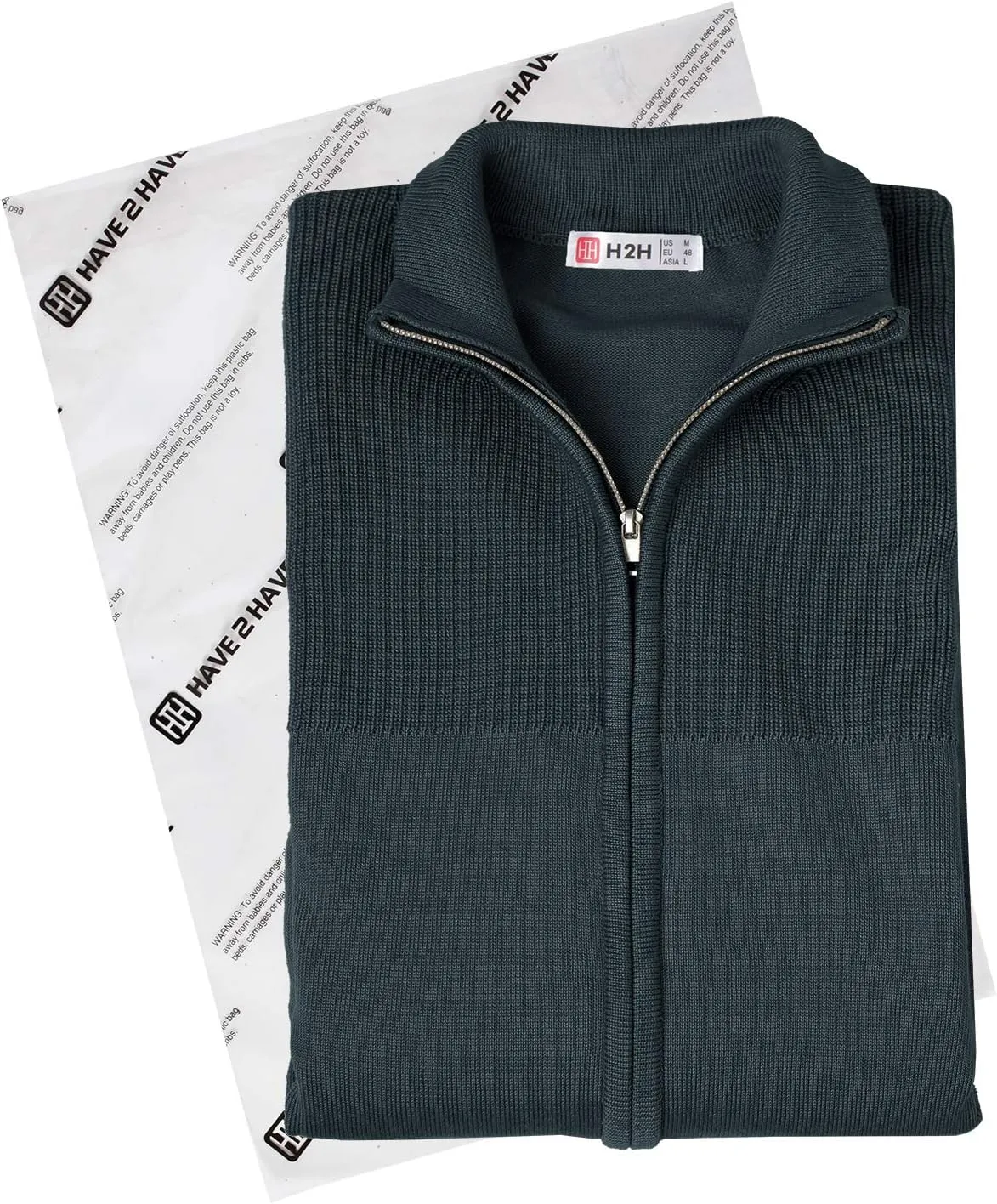 H2H Mens Casual Slim Fit Knitted Cardigan Zip-up Long Sleeve Thermal with Twisted Pattern