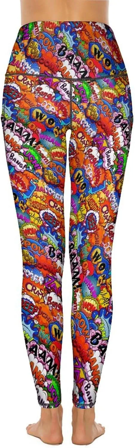 Halloween Skulls Yoga Pants Women Tummy Control Workout Leggings with Pockets High Waist Sports Trousers Lounge Pants