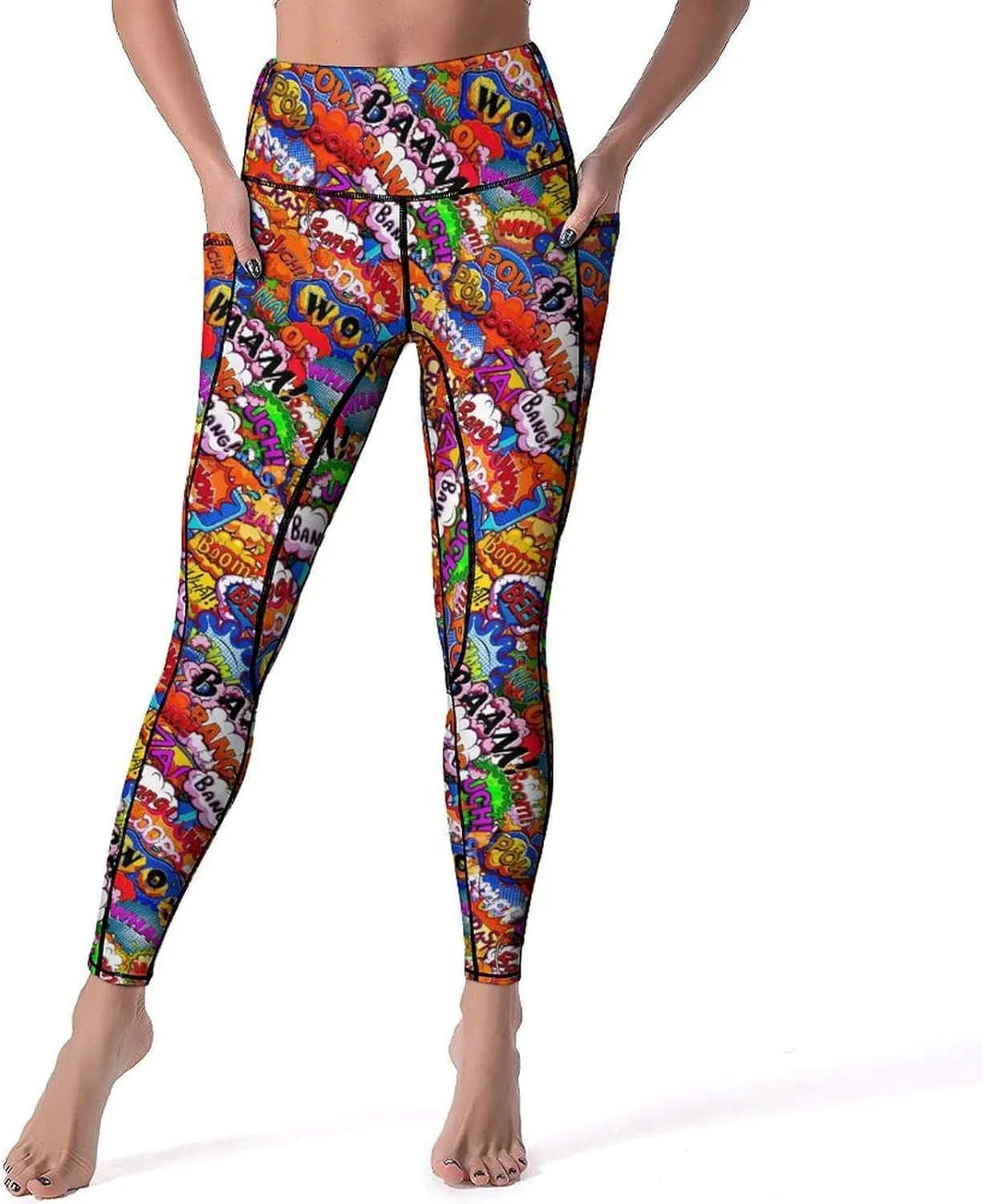 Halloween Skulls Yoga Pants Women Tummy Control Workout Leggings with Pockets High Waist Sports Trousers Lounge Pants