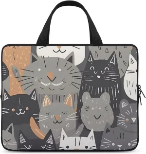 Hand Drawn Style Cat Laptop Bag Durable Laptop Sleeve Water-Resistant Notebook Bag for Computer Or Tablet