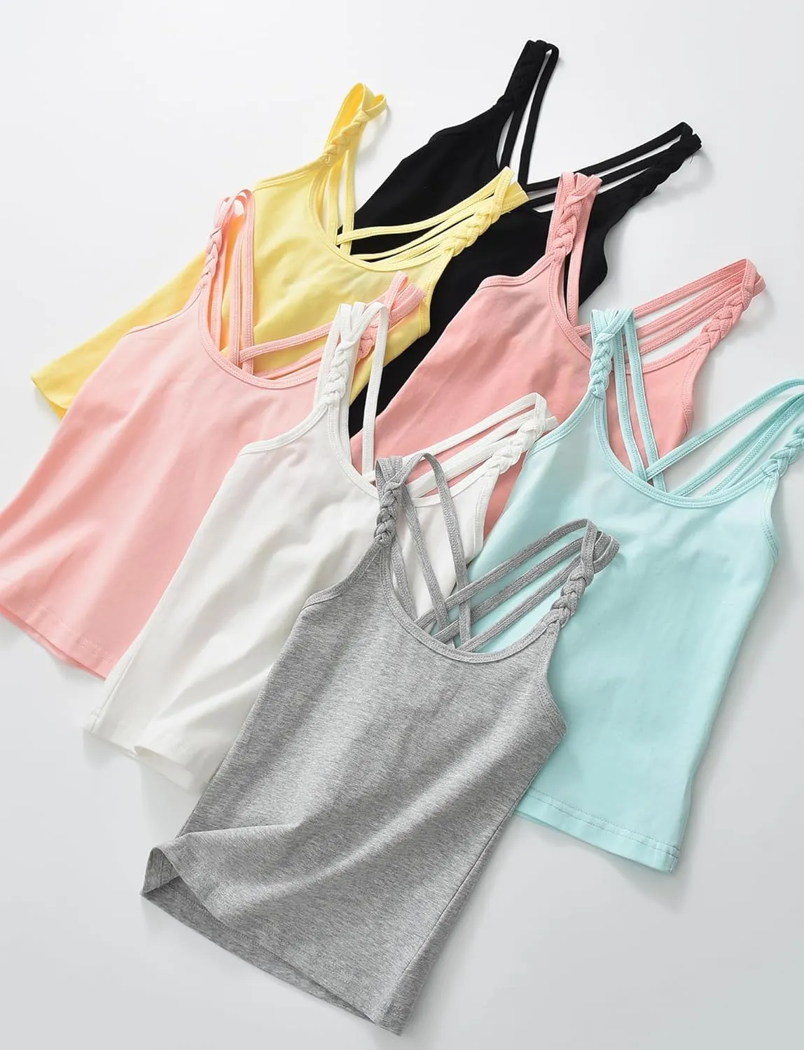 Happy Cherry Girls Sleeveless Tank Top Stretch Undershirts Basic Cami Camisole 3 Pack
