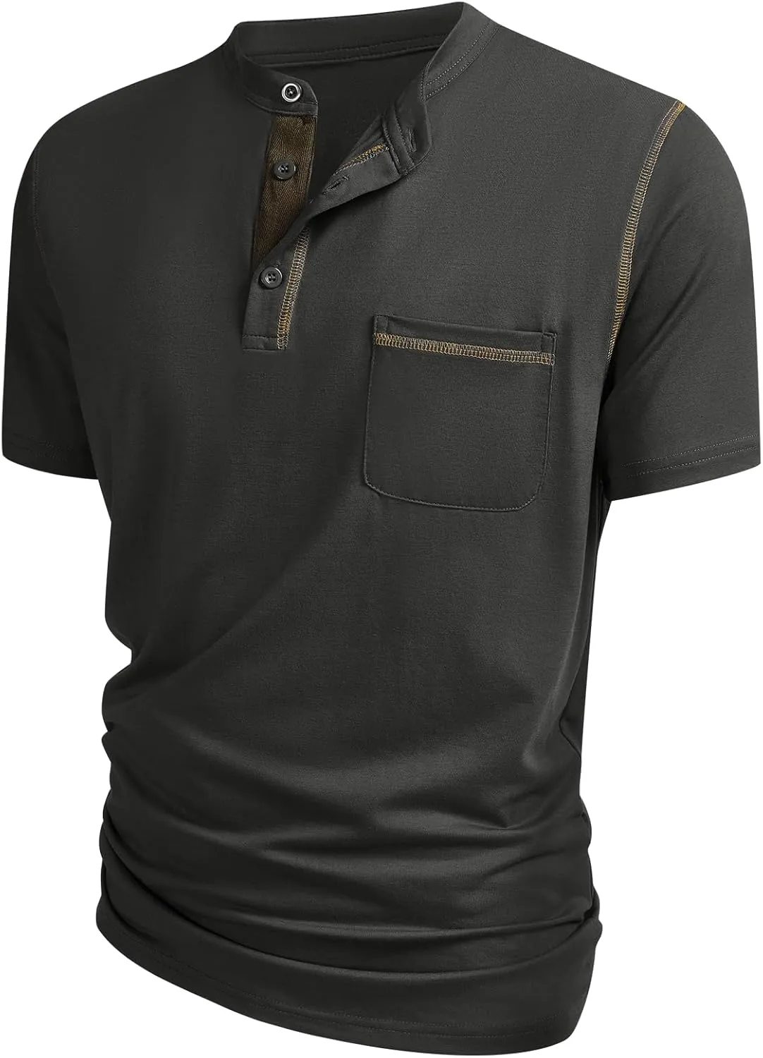 Hardaddy Men's Short Sleeve Henley Shirts Casual Summer Lightweight Button Henley Solid T-Shirt Tops