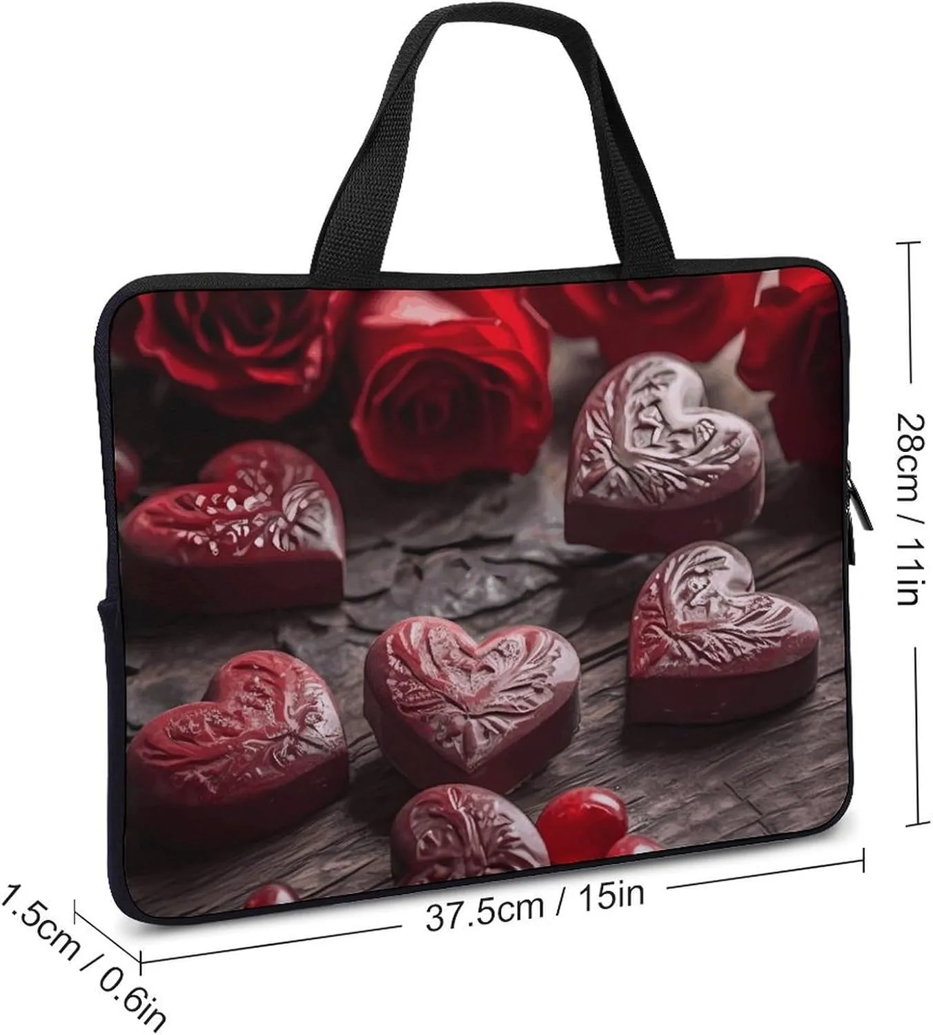 Hearts on Table Laptop Bag Durable Laptop Sleeve Water-Resistant Notebook Bag for Computer Or Tablet