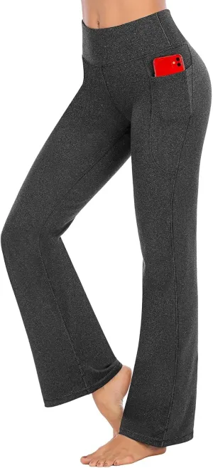 Heathyoga Women's Yoga Pants with Pockets for Women Bootcut Wide Leg Pants for Women High Waisted Workout Pants