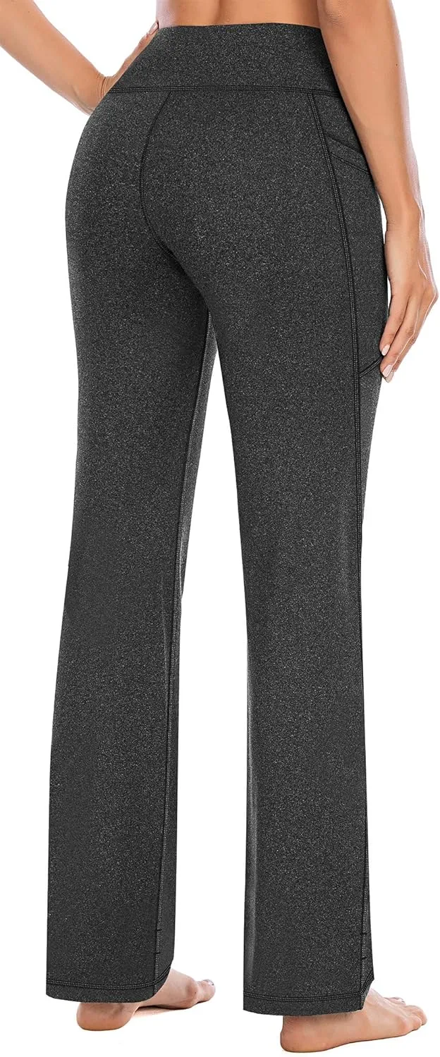 Heathyoga Women's Yoga Pants with Pockets for Women Bootcut Wide Leg Pants for Women High Waisted Workout Pants