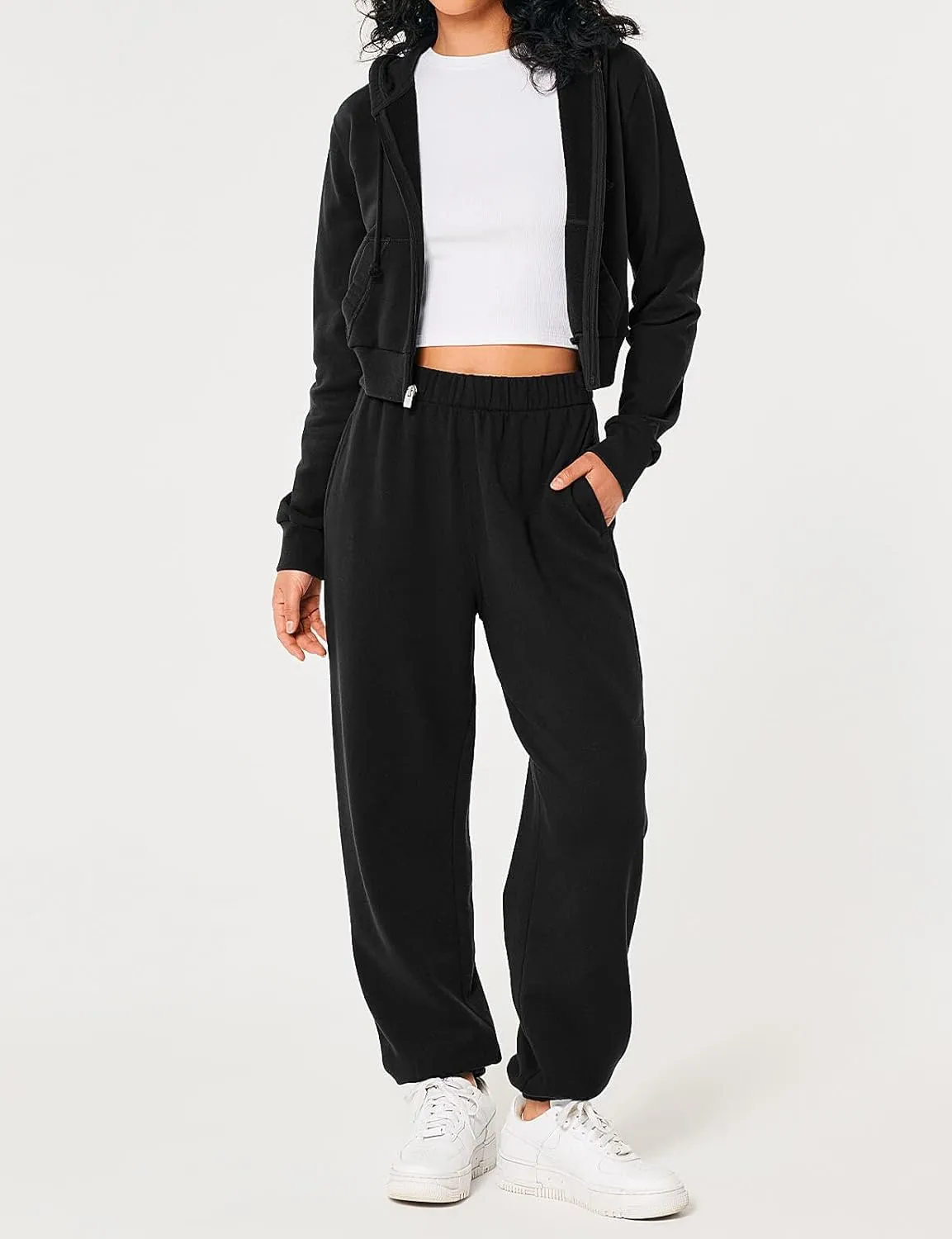 HeSaYep Women's Sweatpants Baggy Interior Drawstring High Waist Sweat Pants Cinch Bottom Jogger Pants
