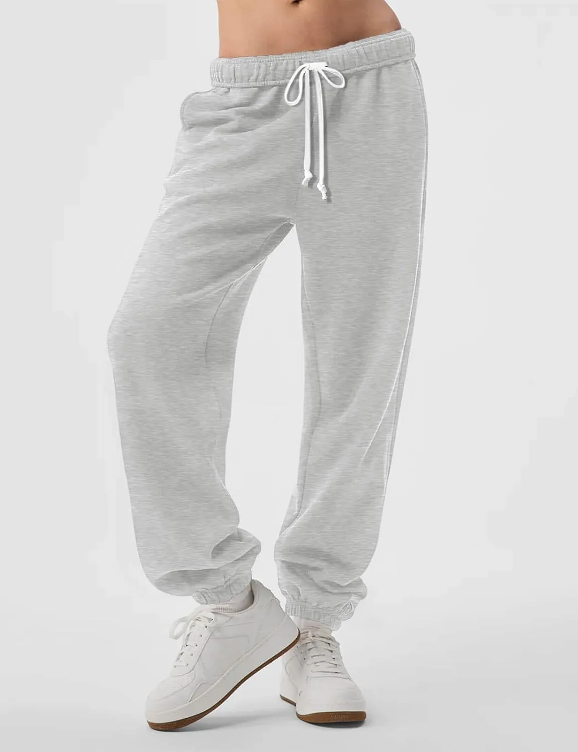 HeSaYep Women's Sweatpants Baggy Interior Drawstring High Waist Sweat Pants Cinch Bottom Jogger Pants