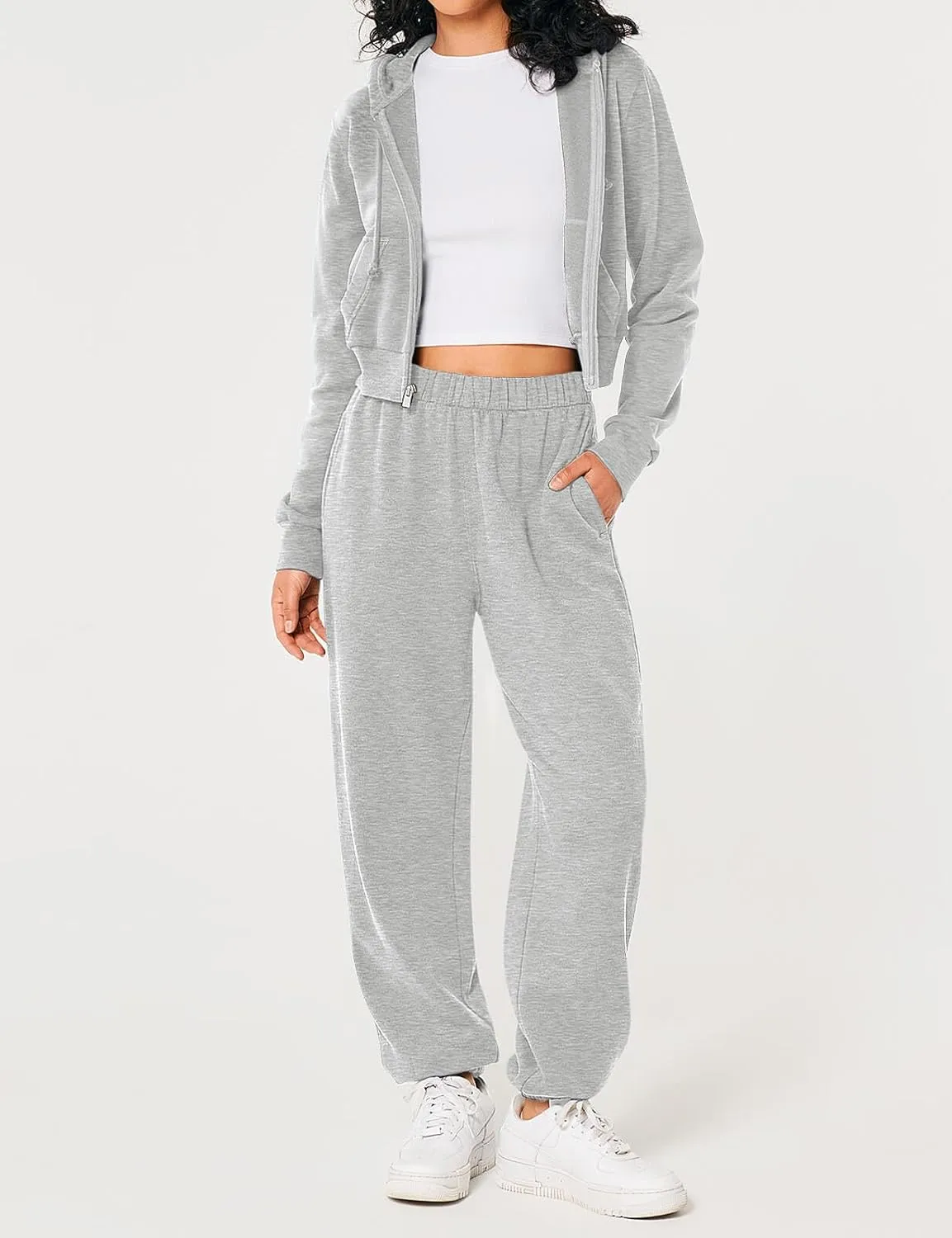 HeSaYep Women's Sweatpants Baggy Interior Drawstring High Waist Sweat Pants Cinch Bottom Jogger Pants