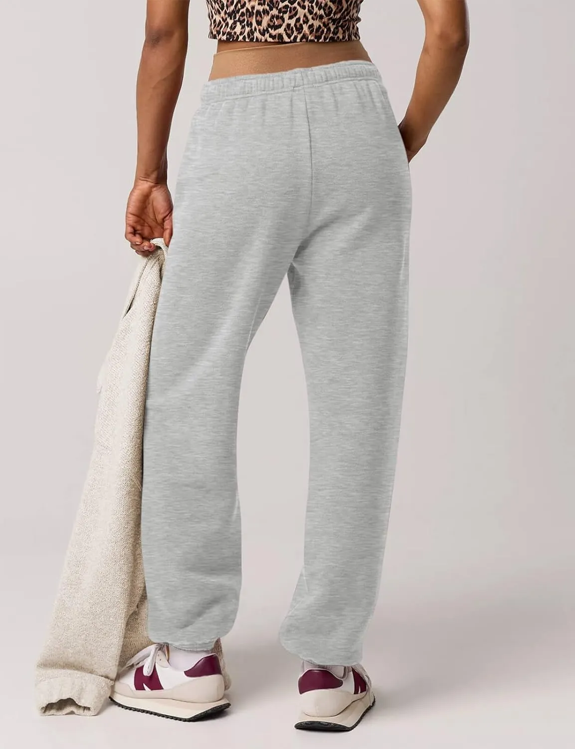 HeSaYep Women's Sweatpants Baggy Interior Drawstring High Waist Sweat Pants Cinch Bottom Jogger Pants