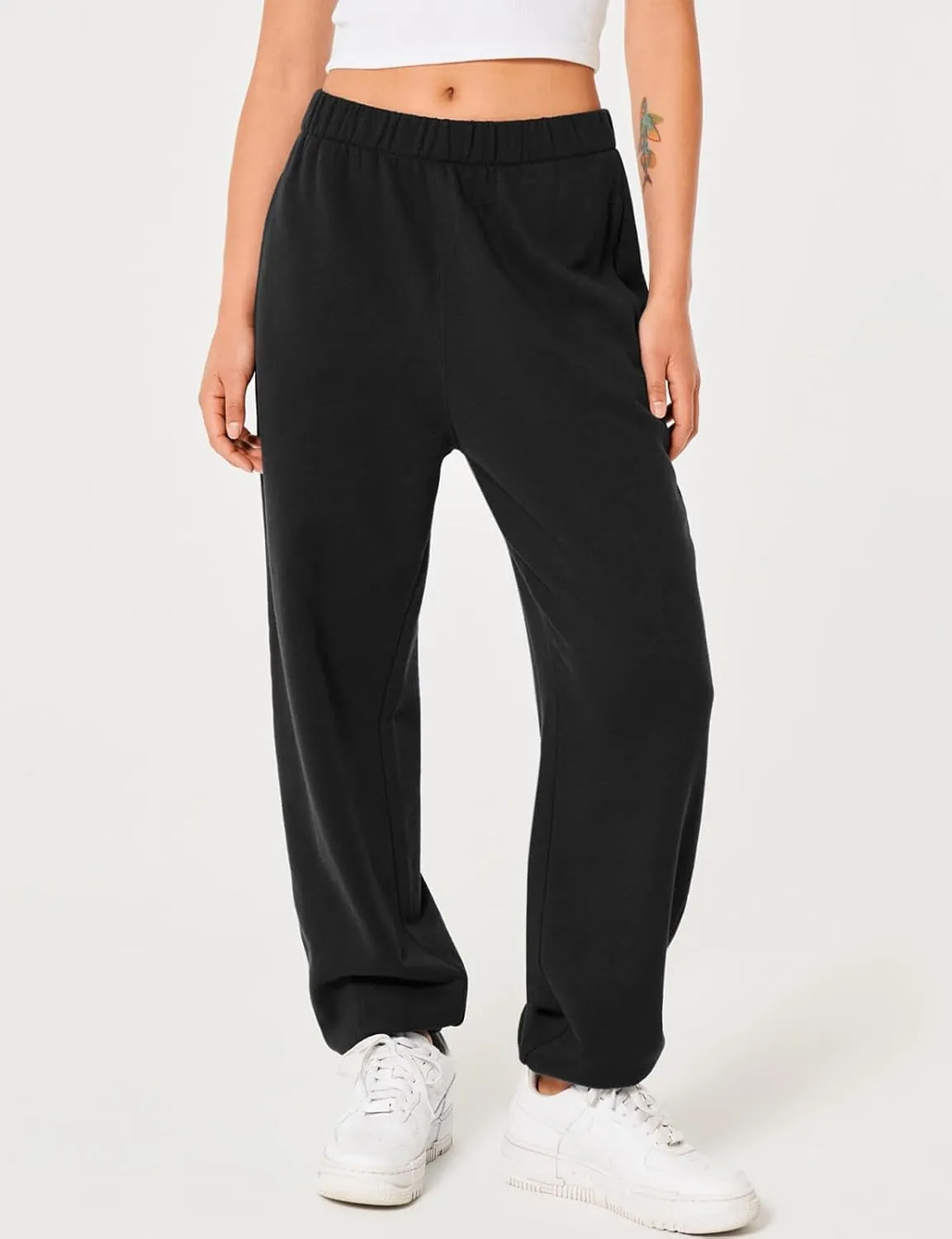 HeSaYep Women's Sweatpants Baggy Interior Drawstring High Waist Sweat Pants Cinch Bottom Jogger Pants