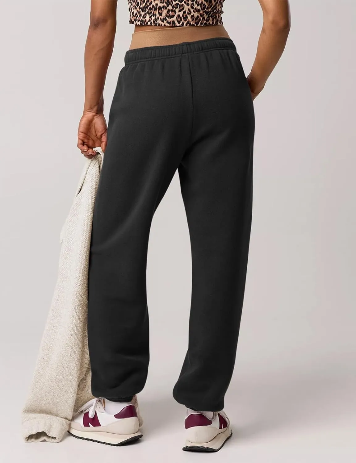 HeSaYep Women's Sweatpants Baggy Interior Drawstring High Waist Sweat Pants Cinch Bottom Jogger Pants