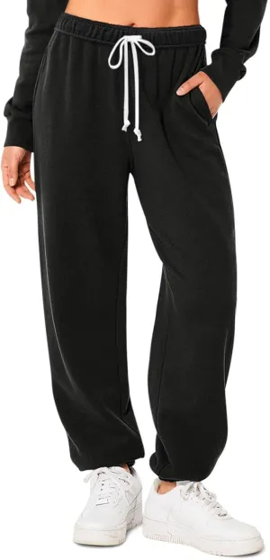 HeSaYep Women's Sweatpants Baggy Interior Drawstring High Waist Sweat Pants Cinch Bottom Jogger Pants