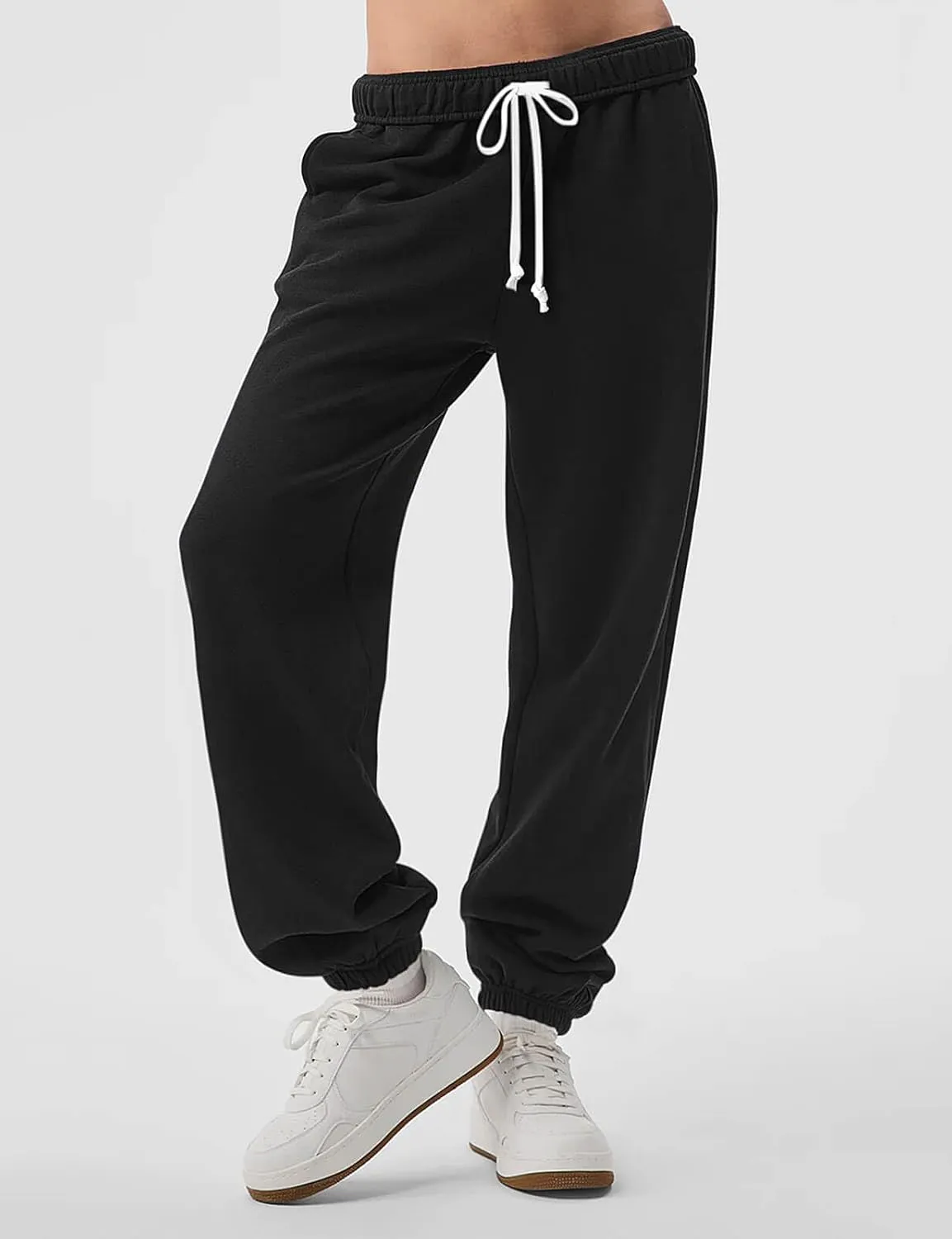 HeSaYep Women's Sweatpants Baggy Interior Drawstring High Waist Sweat Pants Cinch Bottom Jogger Pants