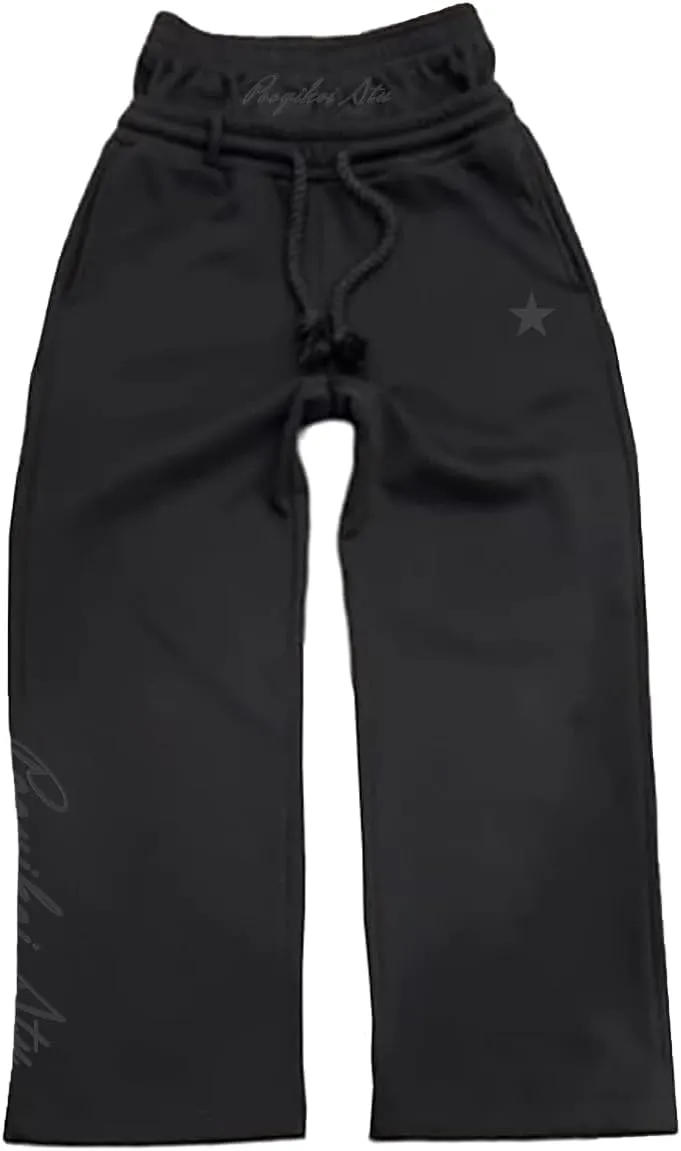 heyheyshine Double Waisted Sweatpants for Men Women Y2K Wide Leg Baggy Pants Drawstring Waist Pants Jogge Sweatpants