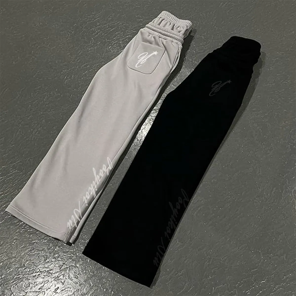 heyheyshine Double Waisted Sweatpants for Men Women Y2K Wide Leg Baggy Pants Drawstring Waist Pants Jogge Sweatpants