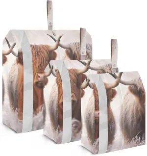 Highland Cow Compression Packing Cubes, 3pcs Compressible Expandable Travel Packing Organizer, Travel Cubes for Suitcase Carry On