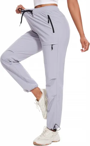 Hiking Pants Women Cargo Joggers for Women Summer Golf Travel Pant Lightweight Elastic Quick Dry Water Resistant with Pockets