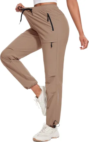 Hiking Pants Women Cargo Joggers for Women Summer Golf Travel Pant Lightweight Elastic Quick Dry Water Resistant with Pockets