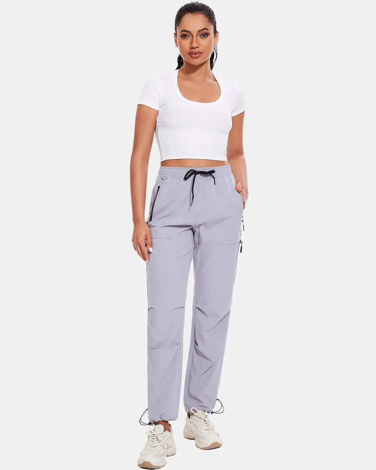 Hiking Pants Women Cargo Joggers for Women Summer Golf Travel Pant Lightweight Elastic Quick Dry Water Resistant with Pockets