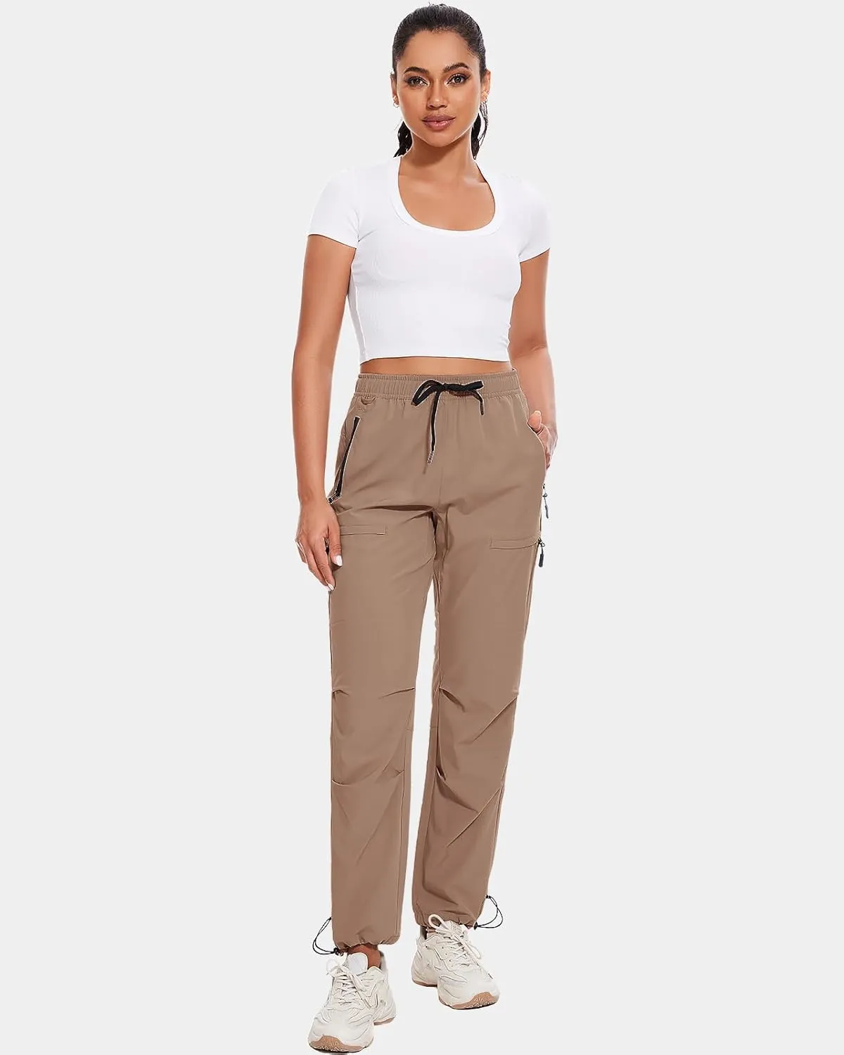 Hiking Pants Women Cargo Joggers for Women Summer Golf Travel Pant Lightweight Elastic Quick Dry Water Resistant with Pockets