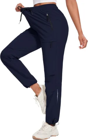 Hiking Pants Women Cargo Joggers for Women Summer Golf Travel Pant Lightweight Elastic Quick Dry Water Resistant with Pockets
