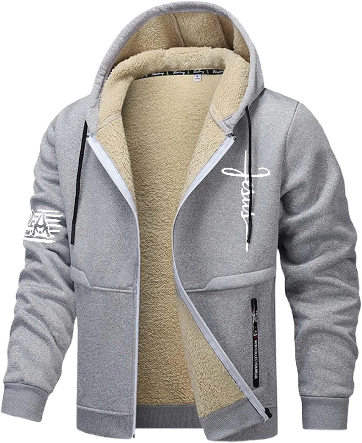 Hoodies for Men Heavyweight Fleece Lined Hoodie Thick Winter Pullover Warm Hooded Sweatshirt Thermal Windproof Jacket
